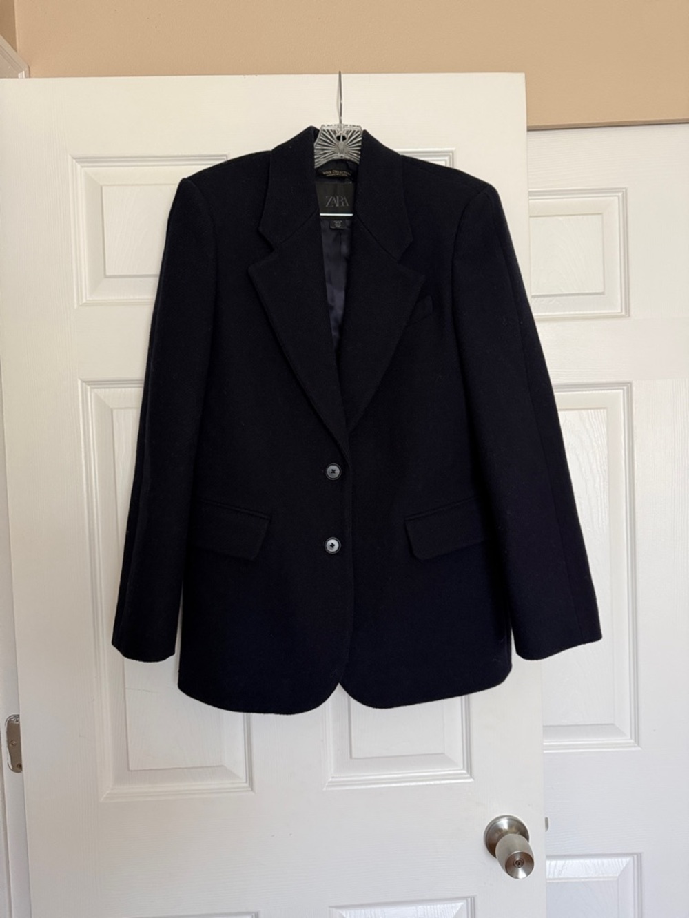 Zara Navy Oversized Wool Blazer XS